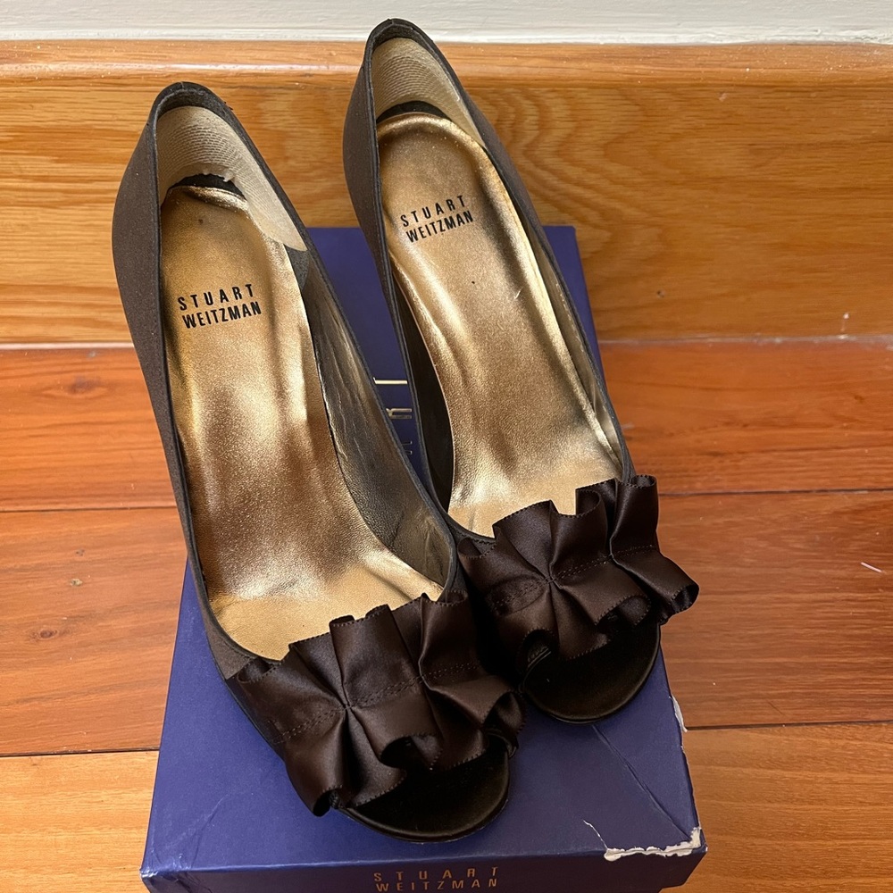 Chocolate Satin Gigiritz Stuart Weitzman Heel